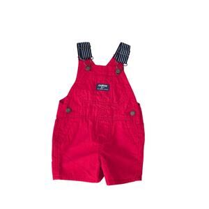 OshKosh B'Gosh BABY Boys Overalls outfit, size 6 mos; Red Denim